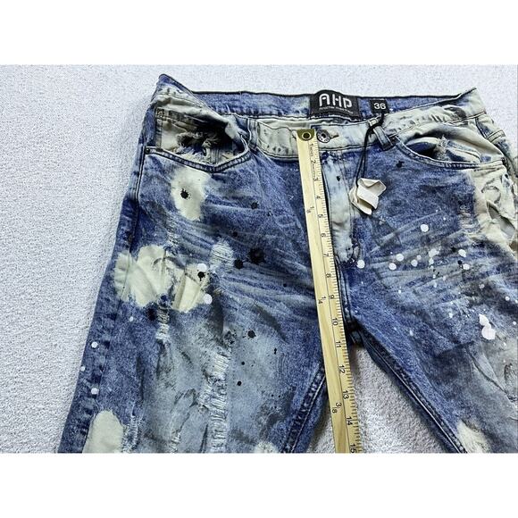 Another Hype Piece AHP Ripped Skinny Distressed Jeans Paint Splatter Mens 36x32 - Picture 6 of 12